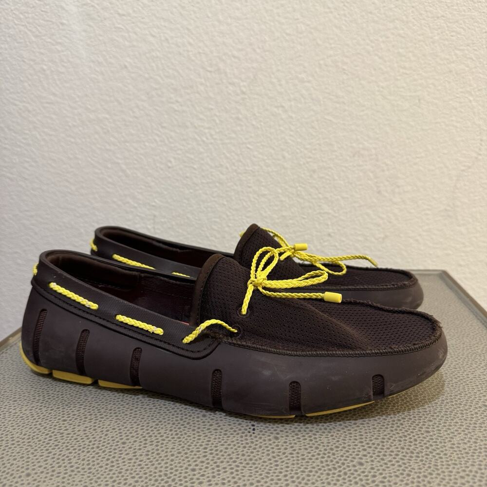 Swims Men's Boat Braided Lace Loafer Shoes Breathable Size 9 Brown / Yellow
